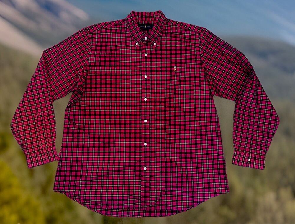 Polo Ralph Lauren Shirt Mens 2XL XXL Plaid Tartan Button Down Classic VTG